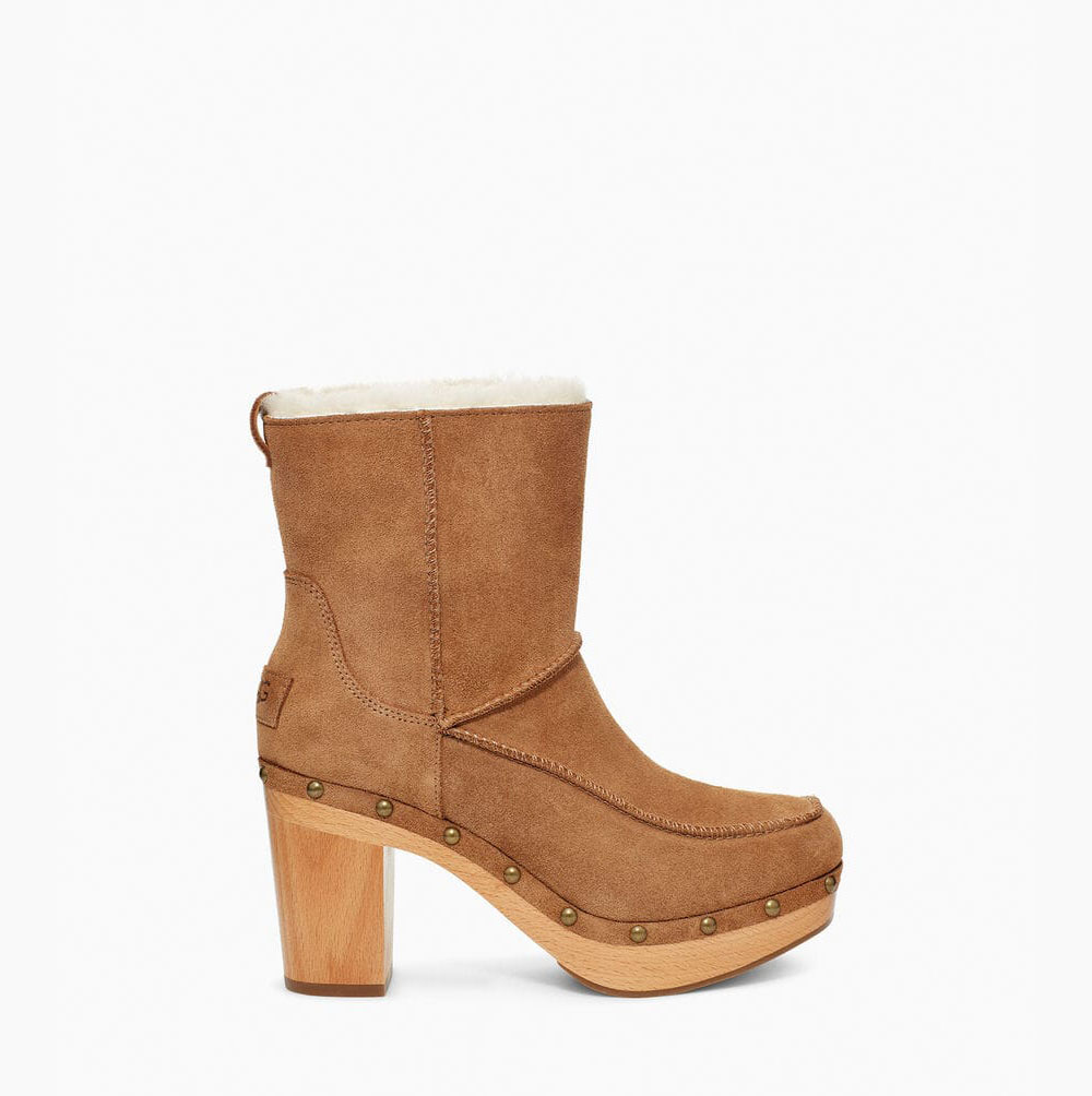 UGG Kouri Brown Heeled Boots for Women (HUCE69837)